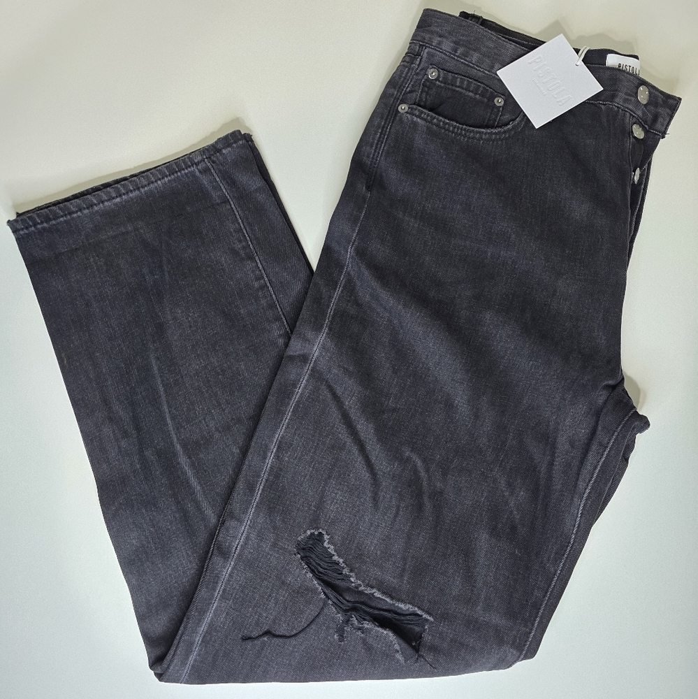 Pistola Cassie Distressed Super High Rise Straight Size 31 Inseam 30